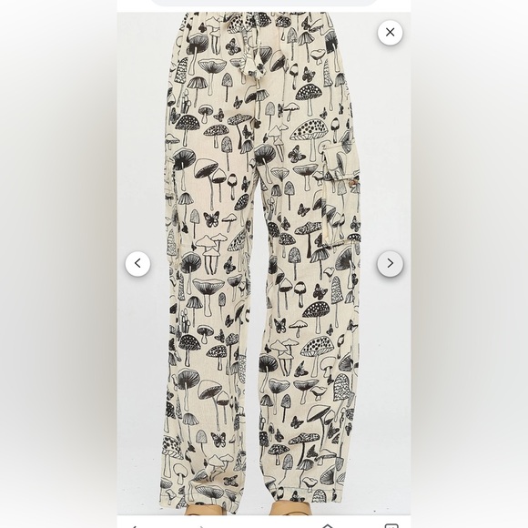 100% White Cream Beige Cotton Mushroom Pant with 4 PocketsPant| S/M - Picture 2 of 5